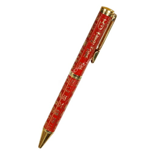 Kugelschreiber Cloisonne Emaille chinesische Schriftzeichen rot gold 5398a - zum Schließen ins Bild klicken